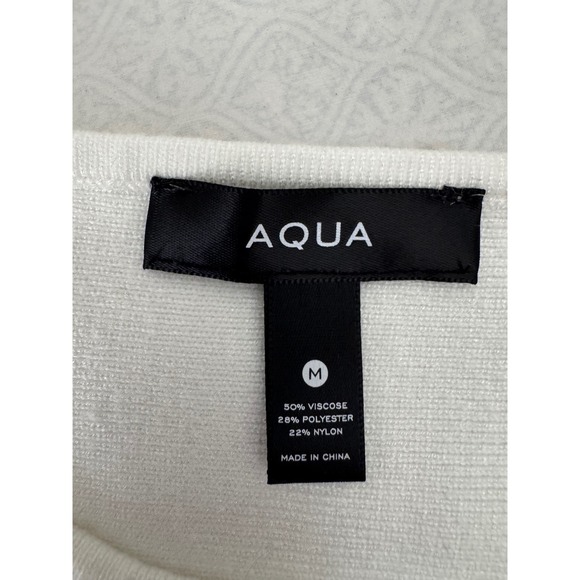 AQUA‎ White Peplum Top Sleeveless Knit Tank Flared Hem Modern Size M - Picture 9 of 9